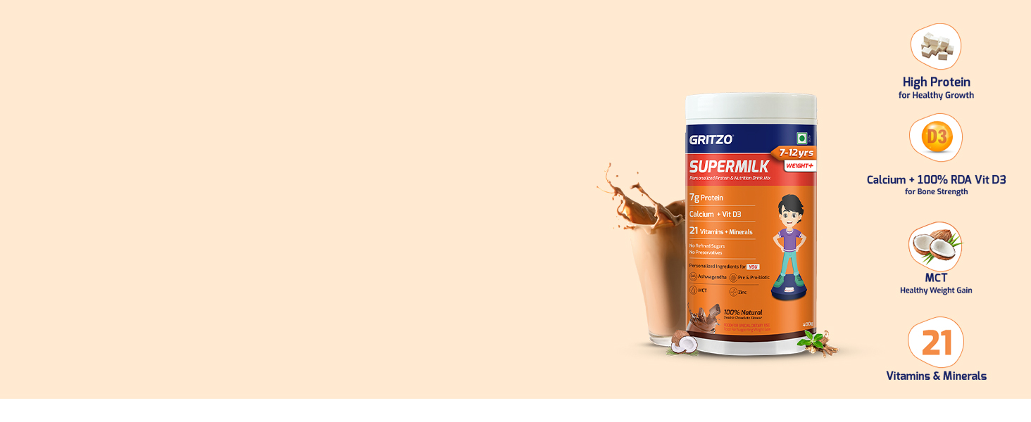 Gritzo SuperMilk Weight+ (7-12y), Double Chocolate, 400g