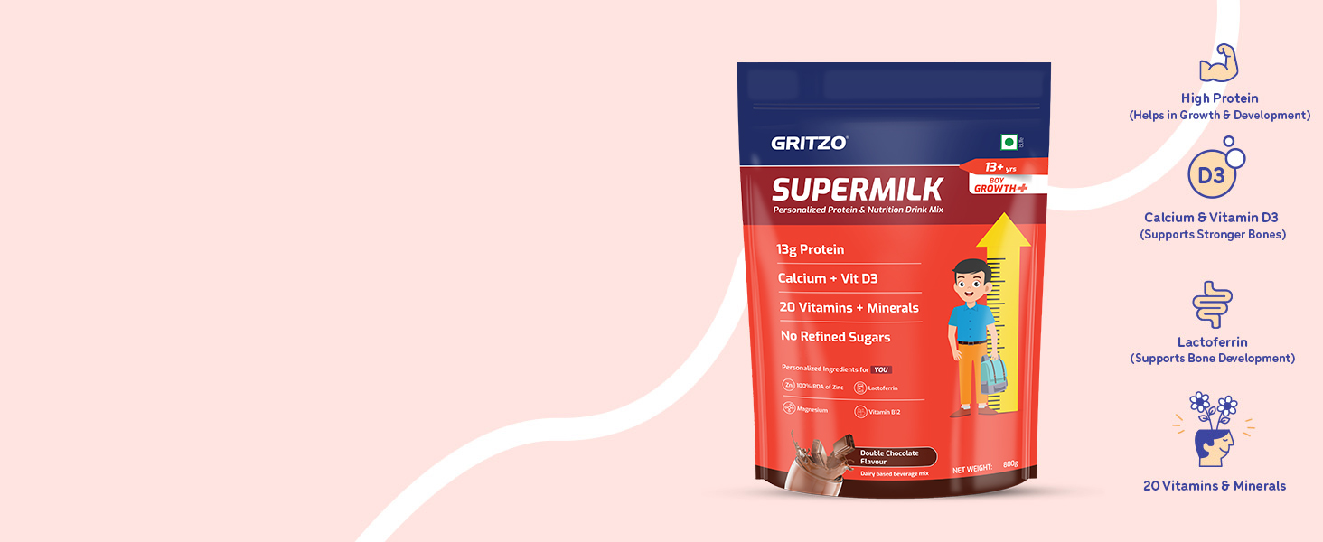 Gritzo SuperMilk Growth+ (13+ Boy), Double Chocolate, 800g