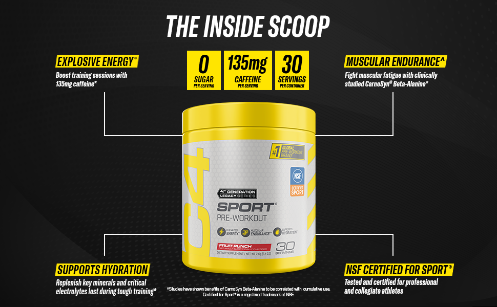 C4 Sport Pre Workout, 135mg Caffeine, Watermelon, 30 Servings