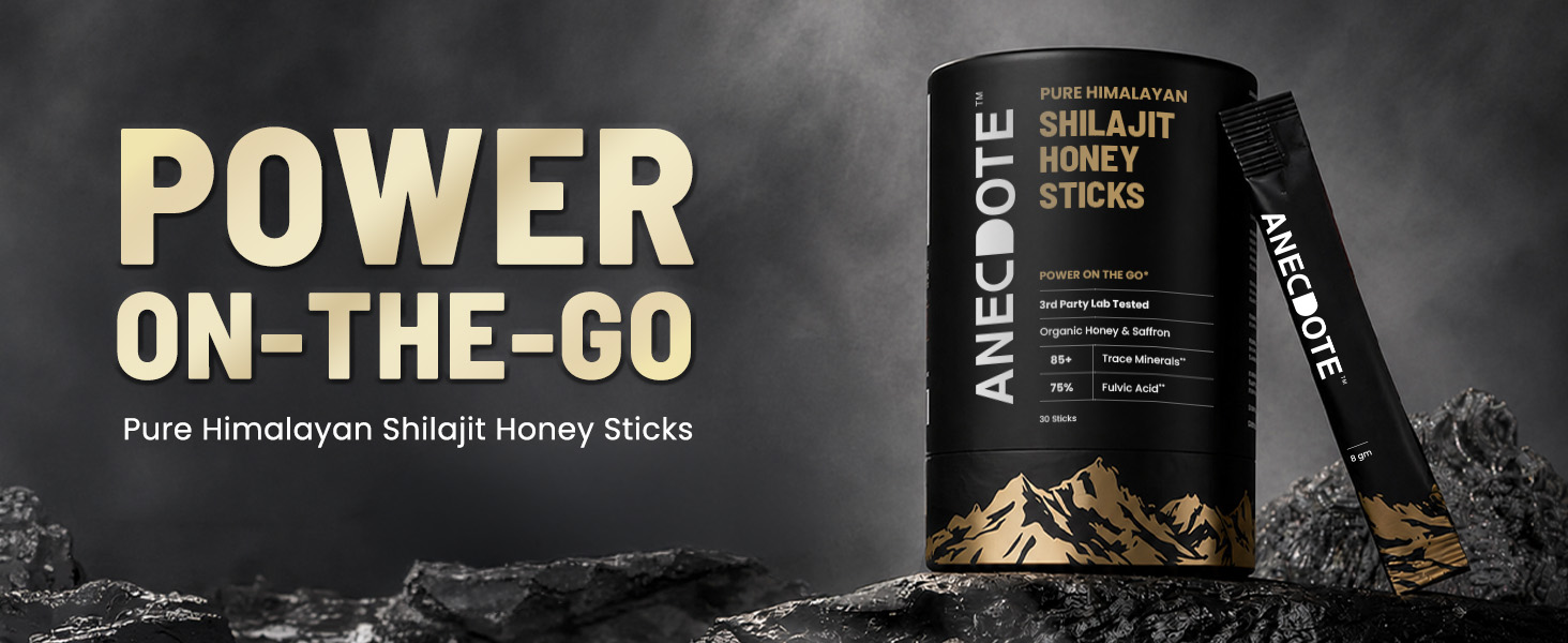 Anecdote Pure Himalayan Shilajit Honey Sticks With Organic Honey & Saffron