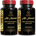 L-LYSINE Supplement Amino ACIDS - Comprehensive Daily Wellness Blend for Men & Women, Stress Response, Free Form Amino Acids, L-Lysine Supplement - 2 Bottles 200 Counts