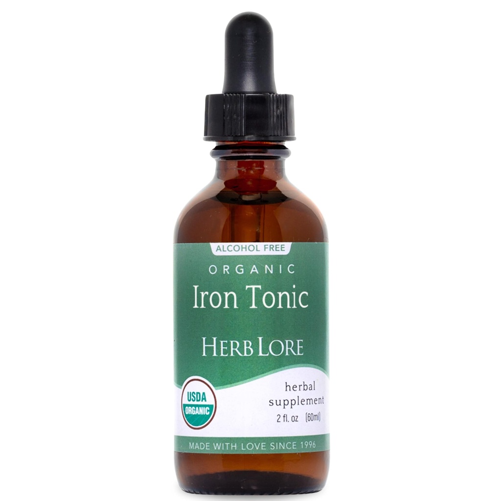 Herb Lore Iron Tonic - Organic Liquid Iron Drops Supplement for Kids & Women - Baby, Infant & Toddler Friendly - Plant Based, Vegan, Gentle, Non Constipating Herbal Tincture (2 fl oz)