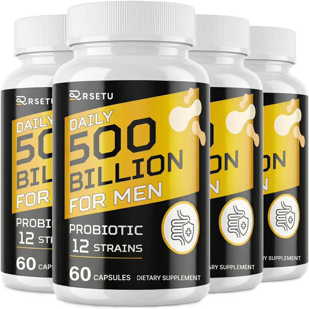 Probiotics for Men, 500 Billion CFUs & 12 Strains Mens Probiotic with Turmeric Cranberry, Goji, Gut Health for Men, for Digestive Health, Gut, Bloating & Gas, Immune, Energy Support, 120-Day Supply