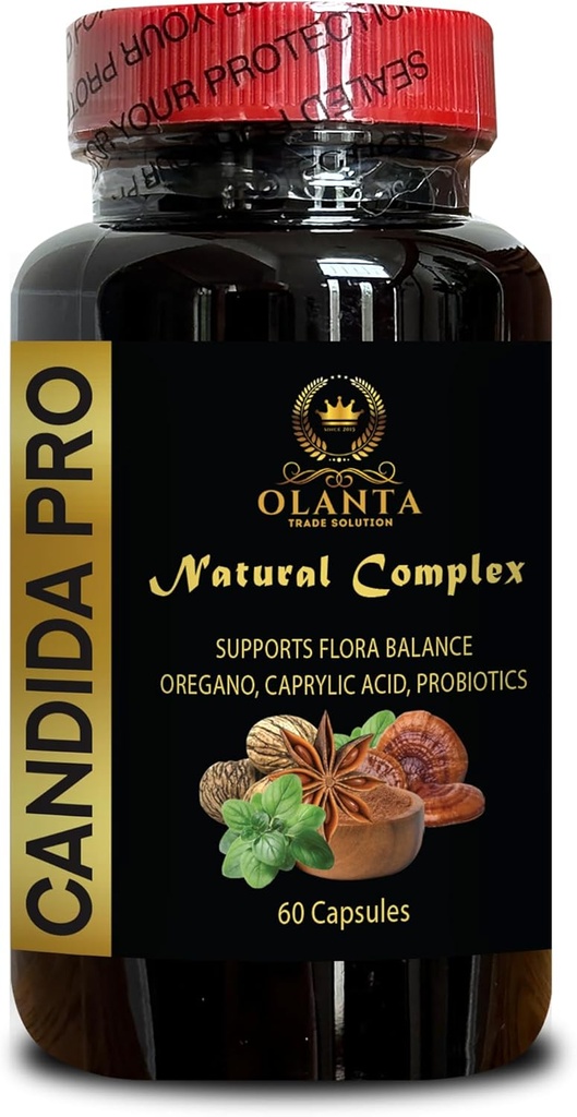 Candida Support Supplement - Anti Candida Supplements, Gut Health, Non-GMO, Gluten-Free, & Vegan, Comprehensive Formula, Oregano - 1 Bottle 60 Capsules
