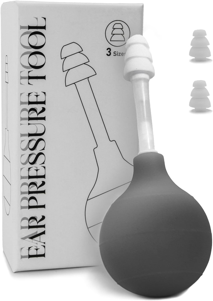Natural Ear Pressure Relief Device, Migraine Relief Products Through Inner Ear Pressure, Airplane Ear Ache Pain Relief Suction Device for Flying (Gray)