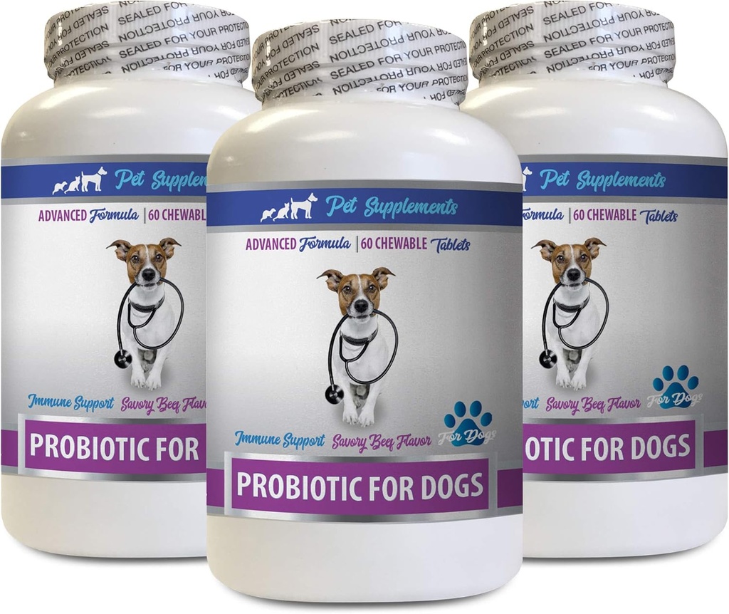 Dog Vomit Diarrhea - PROBIOTICS for Dogs - Healthy Gut - Stop Gas Diarrhea and Bad Breath - Digestive Boost - Dog probiotics chewable Buddy - 3 Bottles (180 Treats)