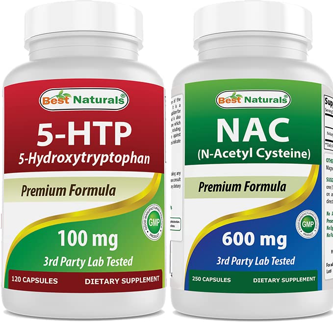 Best Naturals 5-HTP (5-hydroxytryptophan) 100 mg & NAC - N Acetyl Cysteine 600 mg