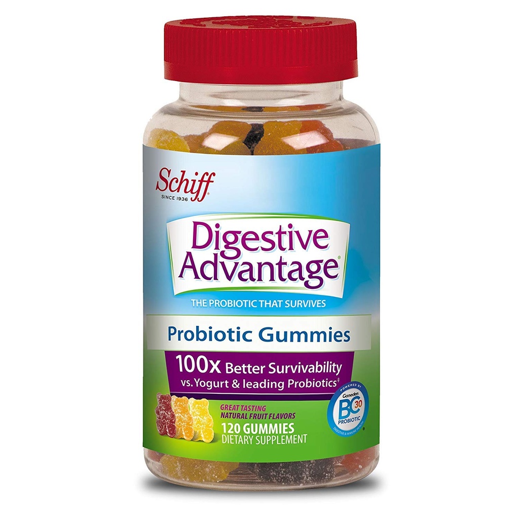 Digestive Advantage Daily Probiotic Natural Fruit Flavor Gummies, Helps Relieve Minor Abdominal Discomfort & Occasional Bloating, Supports Digestive & Immune Health, Cranberry, 120 Count