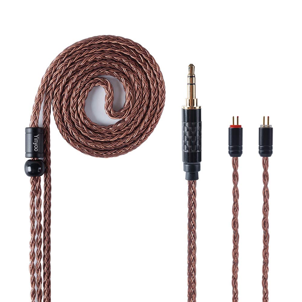 YINYOO Earphone Replacement Cable 16 Cores Single Crystal Copper Cable Earphone Cable for kz zst zs10-pro zsn-pro-x edx-pro zs10-pro-x dqs cca CRA c10 c12(2pins, 3.5mm Jack)