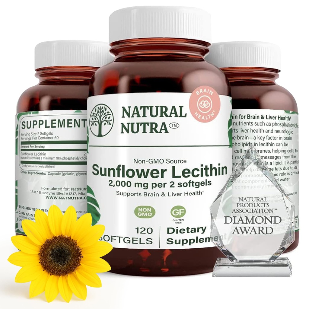 Natural Nutra Sunflower Lecithin Supplement 2000mg, 240 Softgel | Supports Sunflower Lecithin Breastfeeding, Liver & Brain Health
