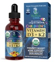 USDA Organic Vitamin D3 K2 Liquid Drops | Vitamin D3 K2 Supplement for Kids & Toddlers Ages 1+ | Kids Supplement for Calcium Absorption Strong Bones | Vegan, Non-GMO | 2 Fl Oz