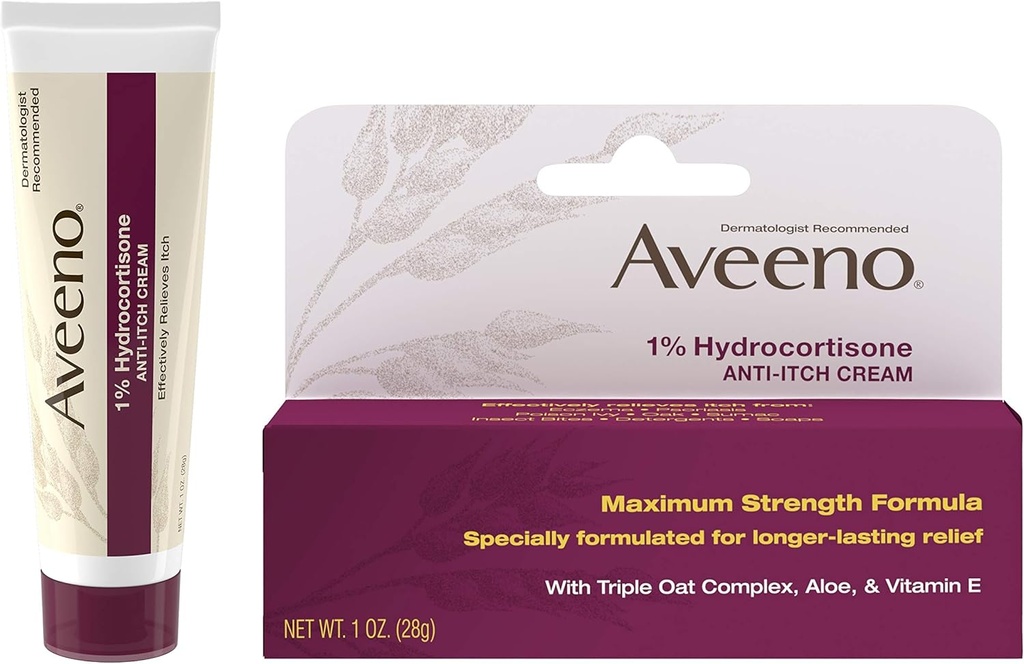 Aveeno 1% Hydrocortisone Anti Itch Cream, Maximum Strength