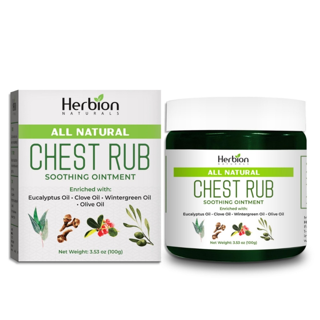 HERBION Naturals Chest Rub - Soothing Ointment with Soothing Vapors for Adults & Children 2+ - Relieves Cough, Cold, Nasal & Chest Congestion – Reduces Muscle & Joint Aches (3.53 Oz (Pack of 1)