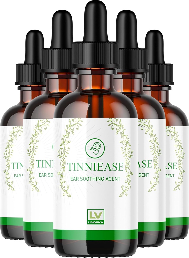 LIVORKA (5 Pack) Tinniease Drops, Tinniease Drops for Hearing Support, Tinni Ease Drops, Tinniease Ear Drops, 5 Bottles for 150 Days