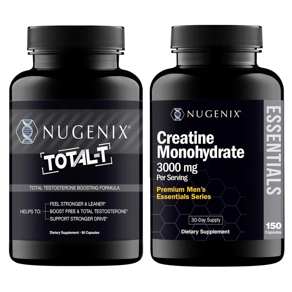 Nugenix Essentials Creatine Monohydrate and Total-T Testosterone Booster for Men