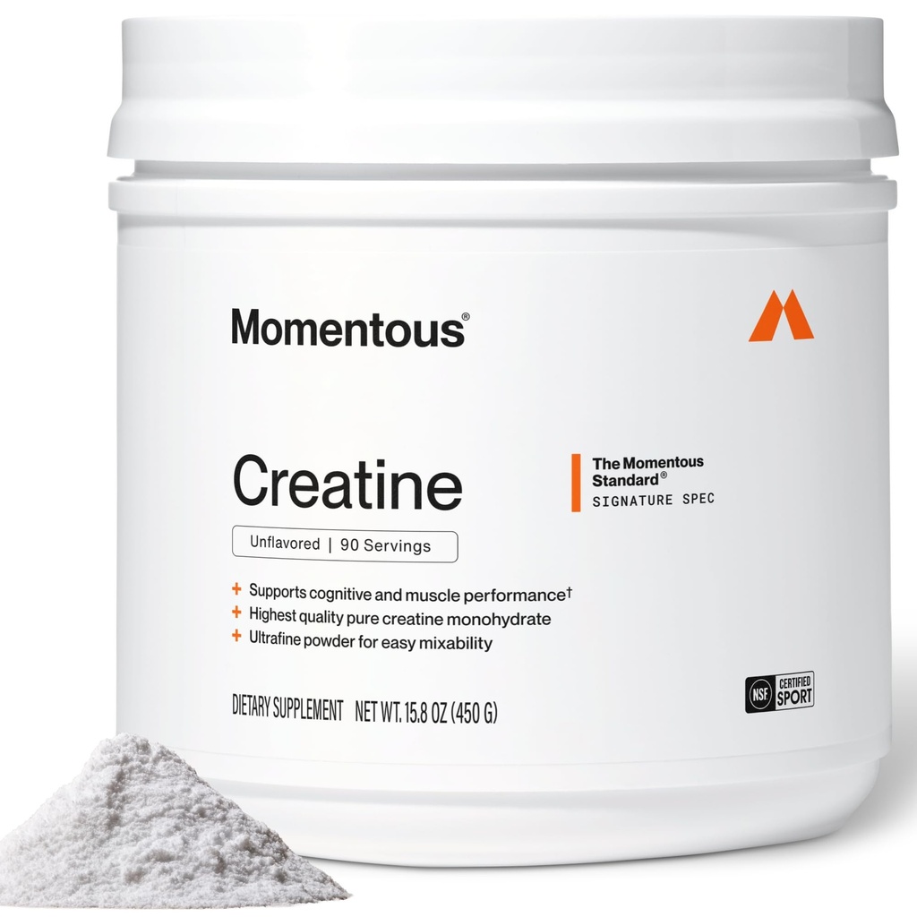 Momentous Creatine Monohydrate Powder, 5g per Serving, Unflavored