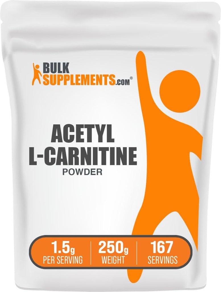 BulkSupplements.com Acetyl L-Carnitine Powder - as ALCAR HCl, Carnitine Supplement - Gluten Free, 1.5g per Serving, 250g (8.8 oz) (Pack of 1)