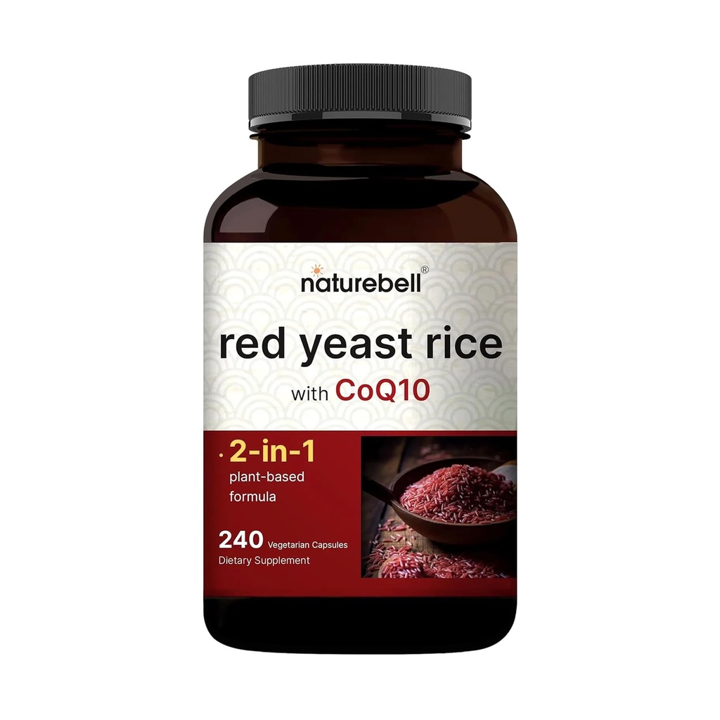 NatureBell Red Yeast Rice with CoQ10-240 Vegetarian Capsules - for Heart Health, Energy Support, Brain Wellness & Antioxidant Support*