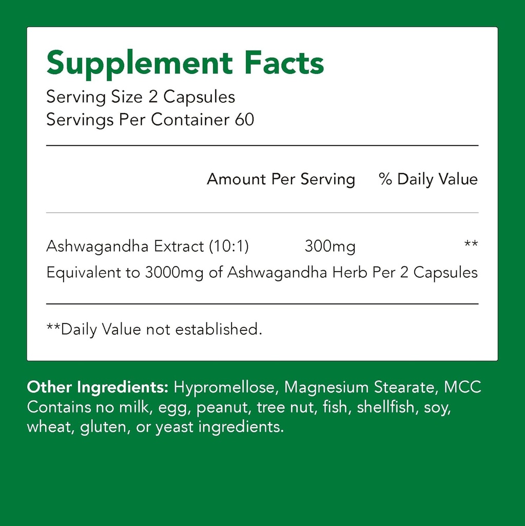 Organic Ashwagandha Supplements | 150 mg of Extract = 1500mg of Herb (1 Bottle-120 Capsules-2mo Supply) | Supports Stress Relief, Immune Health, & Energy | Non-GMO & Gluten Free