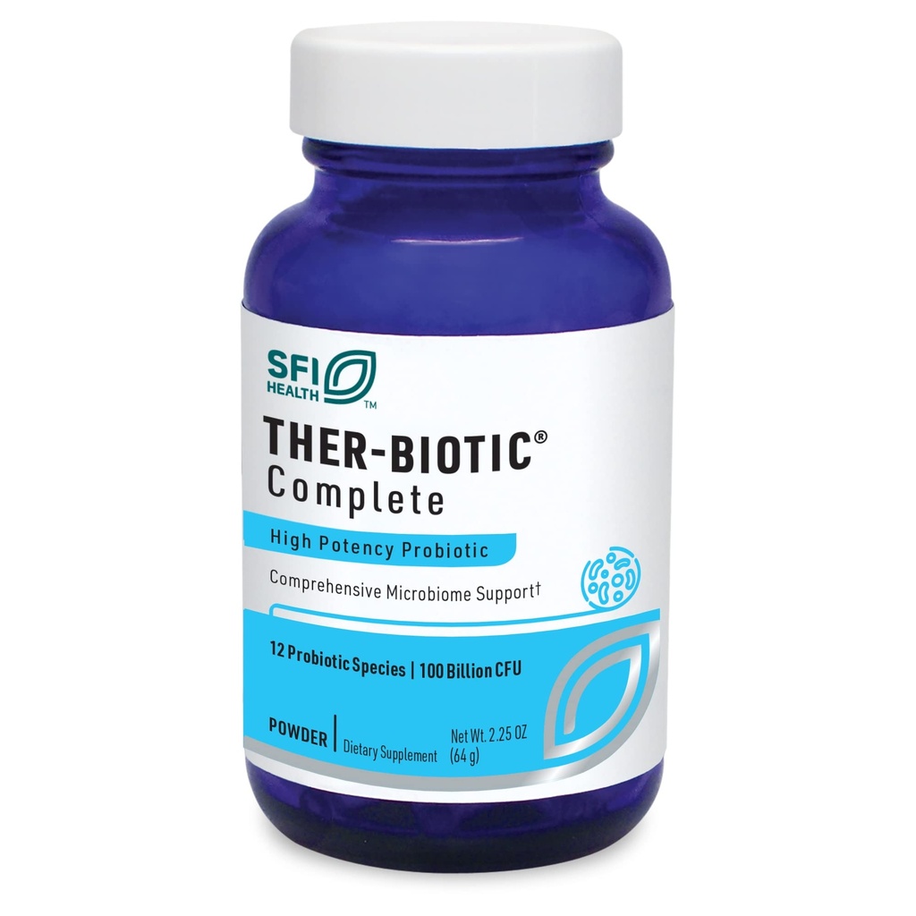 Klaire Labs SFI Health Ther-Biotic Complete Probiotic Powder - 100 Billion CFU - Men's and Women's Probiotics for Digestive Health & Immune Support - Dairy-Free, Hypoallergenic (60 Servings, 64g)