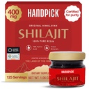 HANDPICK 400 mg Ultra Concentrated Pure Himalayan Shilajit Resin | 75% Fulvic Acid, 85+ Minerals | Feel Masculinity, High Potency, Strength & Stamina I Lab tested for purity I 50 gm (125 servings)