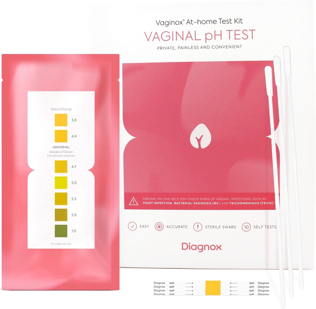 DIAGNOX HEALTH Women Vaginal pH Test Kit | Sterile Swabs | Home Yeast Infection Test & BV Test Strips | Fast, Accurate, Clinical Grade pH Balance Home Test | FSA/HSA Eligible (Pack of 10)