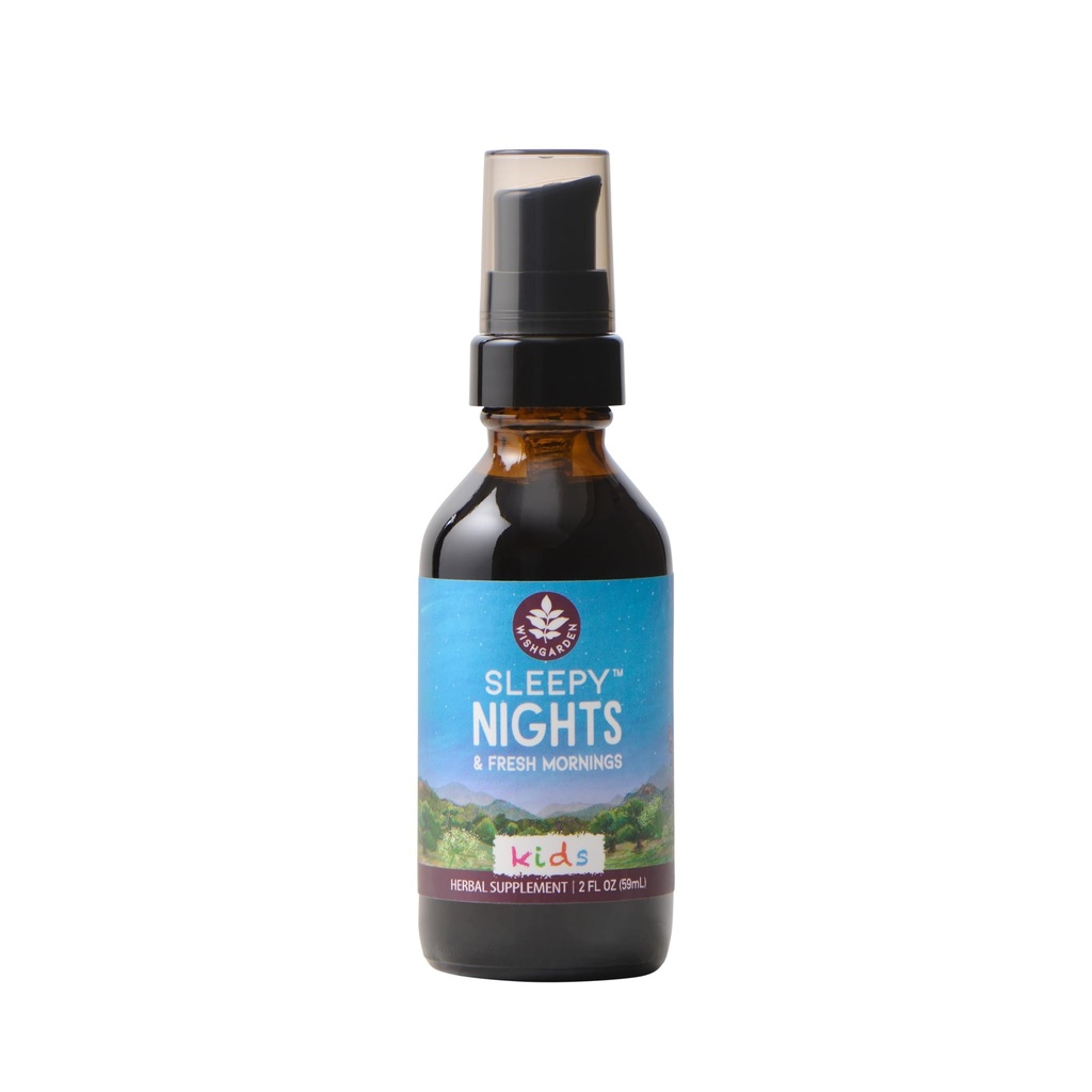 WishGarden Herbs Sleepy Nights for Kids - All-Natural Herbal Sleep Aid Tincture Without Melatonin, Organic Sleep Supplement with Passionflower & Scullcap, Supports Safe and Restful Deep Sleep, 2oz