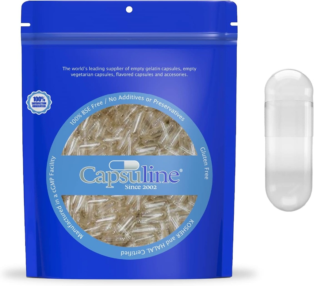 Capsuline, Size 0 Separated Capsules - 5,000 Count Clear Vegetarian Empty Capsules Separated in Bags - Empty Capsules - for DIY Supplement Filling