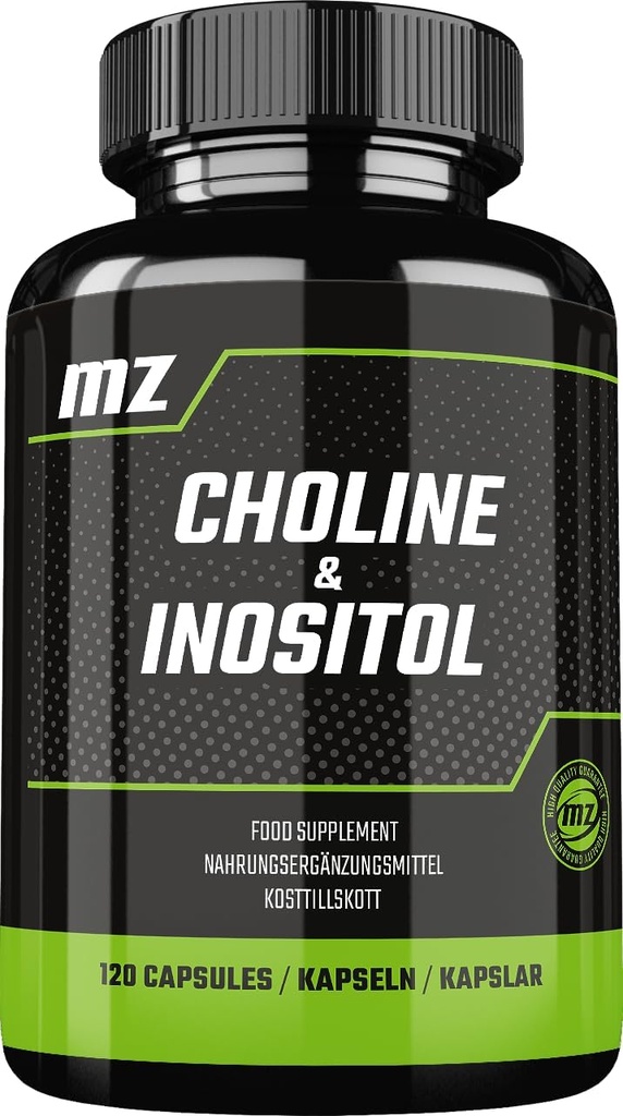 Choline and Inositol 1200 mg per Serving - 120 Capsules - 2 Months Supply - Diet Supplement to Support Mind Clarity and Relaxation - by MZ