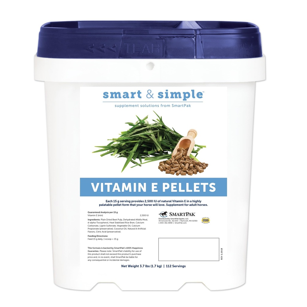 SmartEquine Smart & Simple Vitamin E Pellets, 3.7 lb, 112 Servings | Horse Supplement Pellets | Vitamin E for Horses | Immune Support | Pellet Form for Easy Feeding