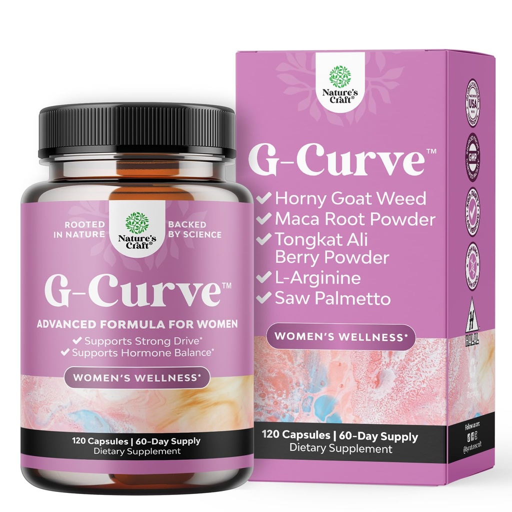 G-Curve Butt and Breast Growth Capsules - Horny Goat Weed for Butt Growth Support - Advanced Herbal Formula with Muira Puama & Maca Root - Supports Bigger Butt, Bigger Breast - Easy to Swallow -120Ct