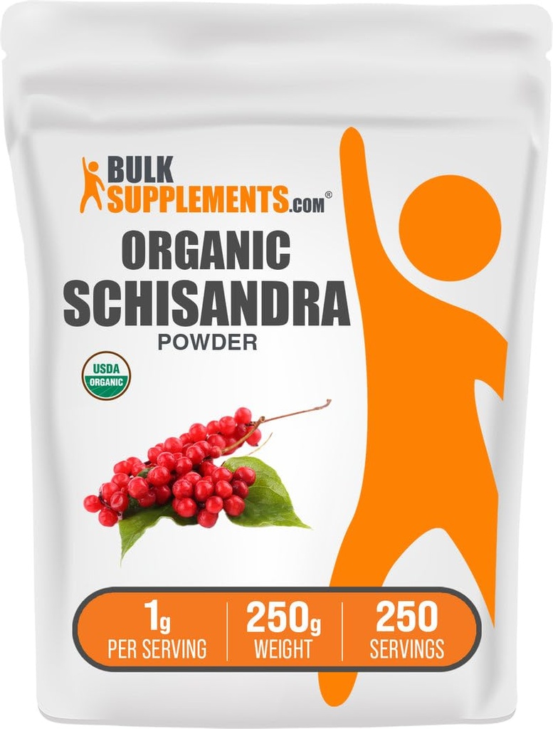BulkSupplements.com Organic Schisandra Powder - Organic Schisandra Supplement, from Schisandra Berry - Gluten Free - 1g per Serving, 250g (8.8 oz) (Pack of 1)