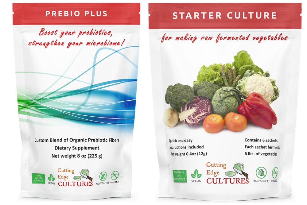Cutting Edge Cultures Prebio Plus Prebiotic Fiber Powder Best Custom Blend of Organic Prebiotic Fibers Dietary Supplement 8 oz