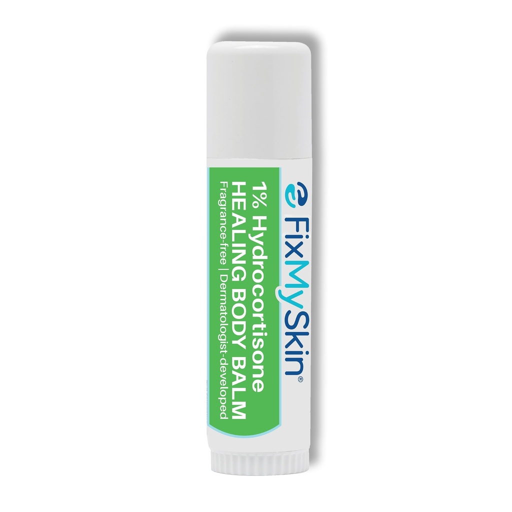 FixMySkin 1% Hydrocortisone Healing Body Balm, Fast Itch Relief, Dry Skin & Eczema Treatment, Heals Cracked Skin, Travel-Friendly Moisturizing Balm for Psoriasis, Dermatitis & Rashes, 0.5 oz