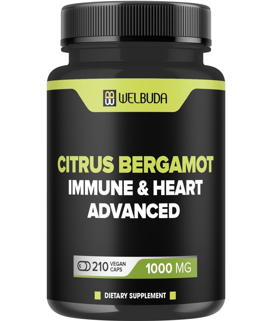 WELBUDA Citrus Bergamot with Olive Leaf, Hawthorn Berry & More - Combined Formula for Circulatory Health, Protective Function, Skin Health - 210 Capsules - 105 Day