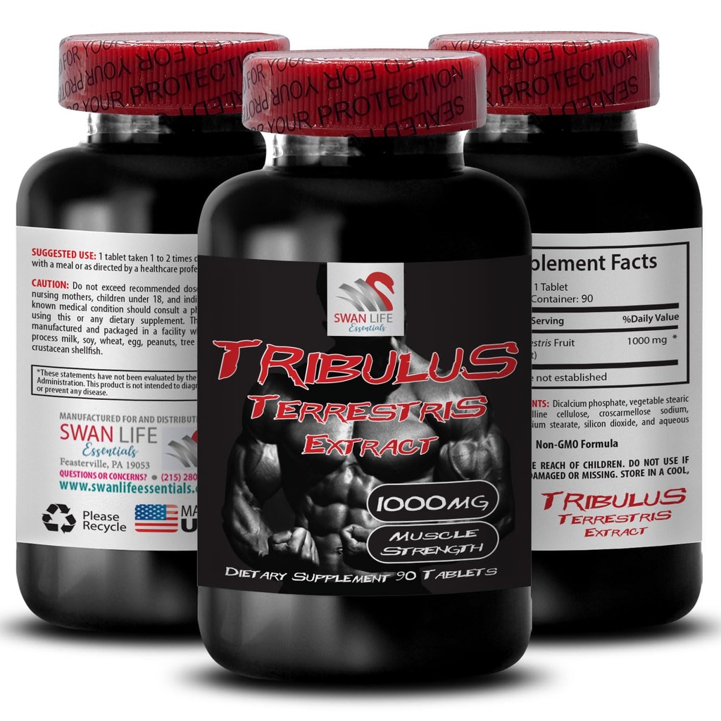 Muscle Recharge - TRIBULUS TERRESTRIS Extract - Nature's Performance, Energy Power Boost, Daily Energy Recharge, Active Muscle Support, Natural Stamina Source, Body Strength Boost 1 Bottle 90 Tablets