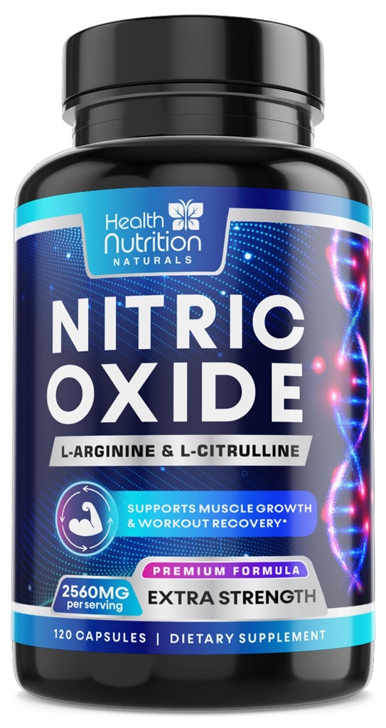 Extra Strength Nitric Oxide Booster - 3X Strength L-Arginine, Citrulline, & Beta Alanine - Premium Nitric Booster Natural Energy, Muscle & Heart Support, Bottled in USA for Men & Women - 120 Capsules