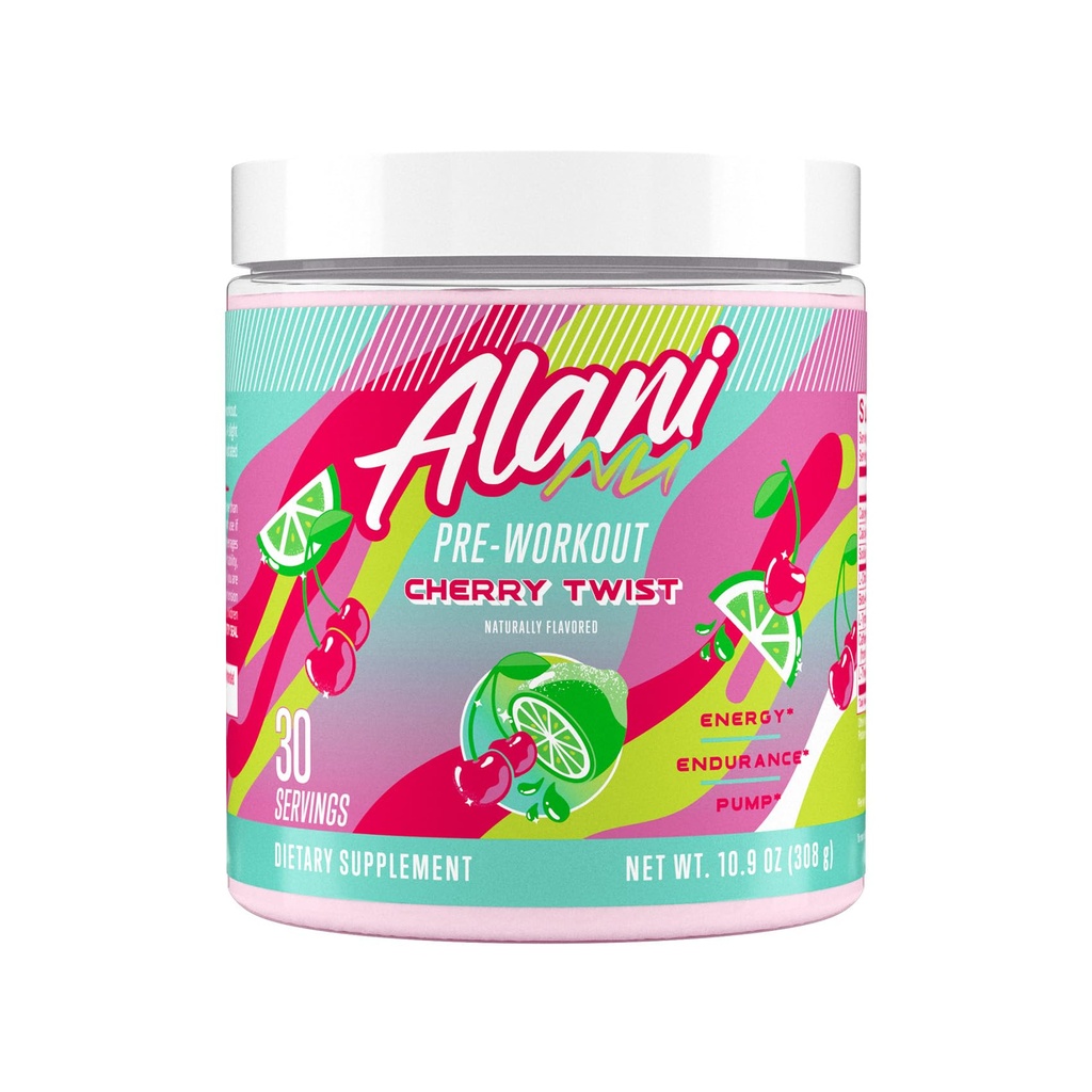 Alani Nu Pre Workout Powder Cherry Twist, Amino Energy Boost, Endurance Supplement, Sugar Free, 200mg Caffeine, L-Theanine, Beta-Alanine, L-Citrulline, 30 Servings