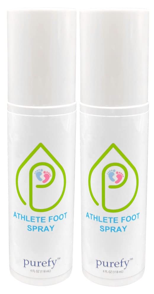 PUREFY Athlete Foot Spray for Skin (4oz, 2pk), Purefypro Dermal Technology, Natural Healing of Athlete Foot. Remove Odor. No Residue Clear Spray and Safe for Everyone