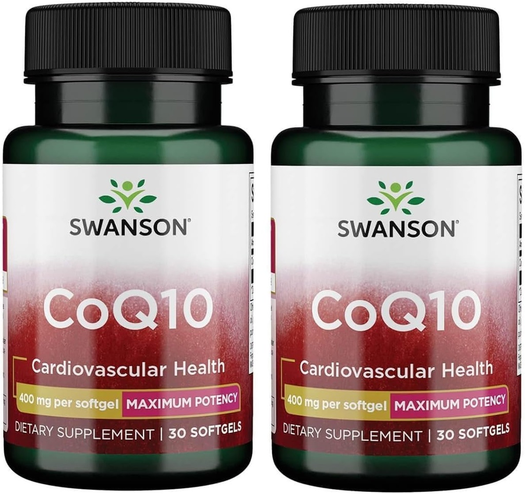 Swanson CoQ10 Helps Promote Heart Health (30 Softgels, 400mg Each) | Energy Support, and Aids Overall Cardiovascular System Health, Maintain Coenzyme Q10 Supplement