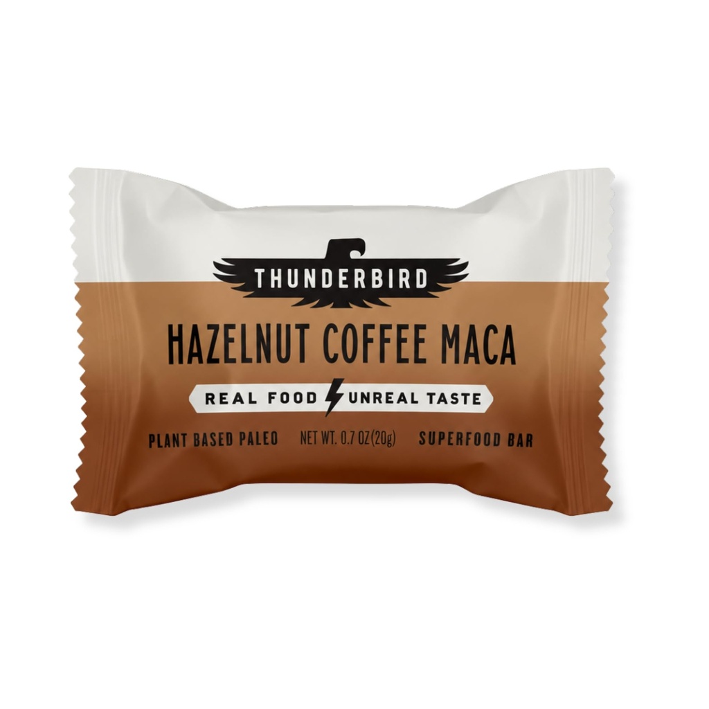 Thunderbird Mini Energy Snack Bars, 2x 10 Count Bags, Gluten-Free with Protein, Healthy Real Food, Vegan Paleo Non-GMO, No Added Sugar, Perfectly Portable Size (Hazelnut Coffee Maca)