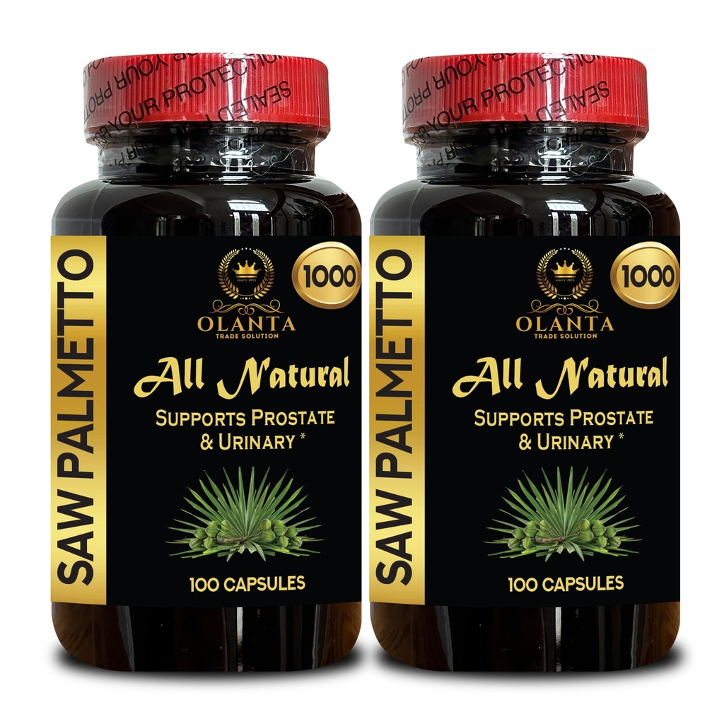 Saw Palmetto Extract 1000mg - Support Normal Prostate Function & Urinary System Wellness, Supporting Men's Overall Comfort - 2 Bottles 200 Capsules
