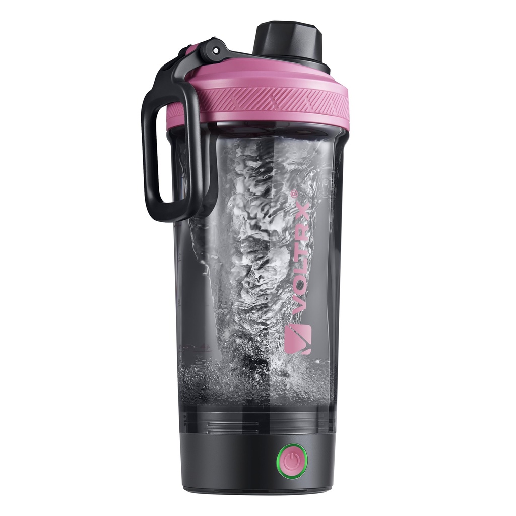 VOLTRX Shaker Bottle, Gallium USB C Rechargeable Electric Protein Shake Mixer, Shaker Cups for Protein Shakes and Meal Replacement Shakes, BPA Free, Made with Tritan, Neon Pink, 24oz