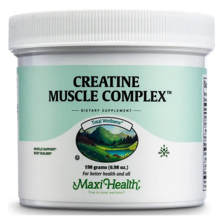 Maxi Health Creatine Monohydrate Powder – Pure Creatine Powder with L-Taurine & Ribose for Energy, Strength, & Muscle Gain – Vegan & Kosher – 30 Servings