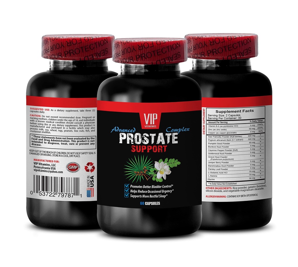 Saw Palmetto for Enlarged Prostate - Prostate Support - Pygeum Bark and Herbal Support, Red Raspberry and Wellness, Graviola Leaf for Cellular Health, Green Tea Extract 1 Bottle 60 Capsules
