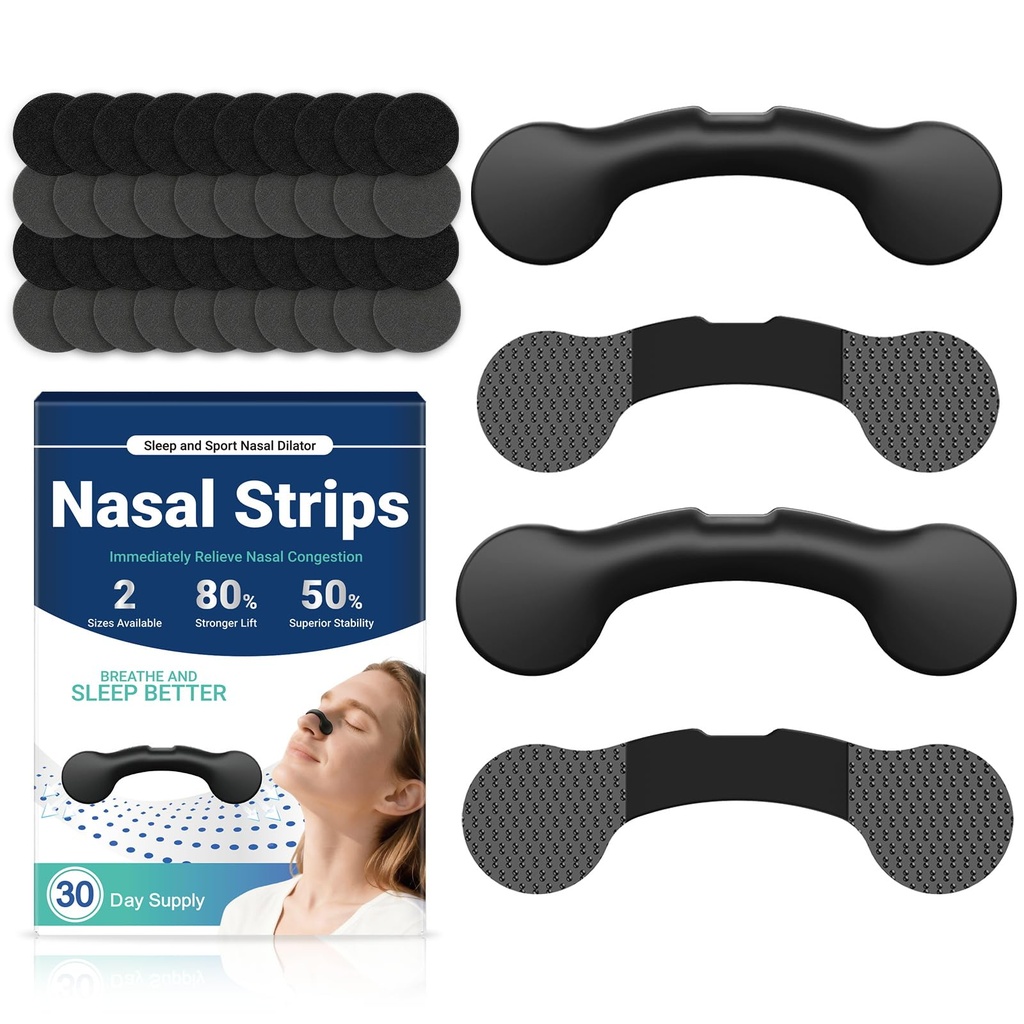 Nasal Strips for Snoring, Extra Strength Nose Strips for Breathing | Enhanced Respiratory Efficiency Effective Snoring Solution Nasal Dilators Improve Sleep and Exercise Quality - Black 30 Count
