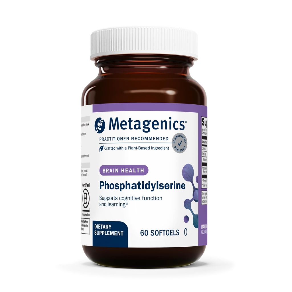 Metagenics Phosphatidylserine - Brain Support Supplement* for Focus, Memory & Learning* - 150 mg Sunflower Lecithin-Derived Phosphatidylserine - Non-GMO, Soy Free, Gluten-Free - 60 Softgels