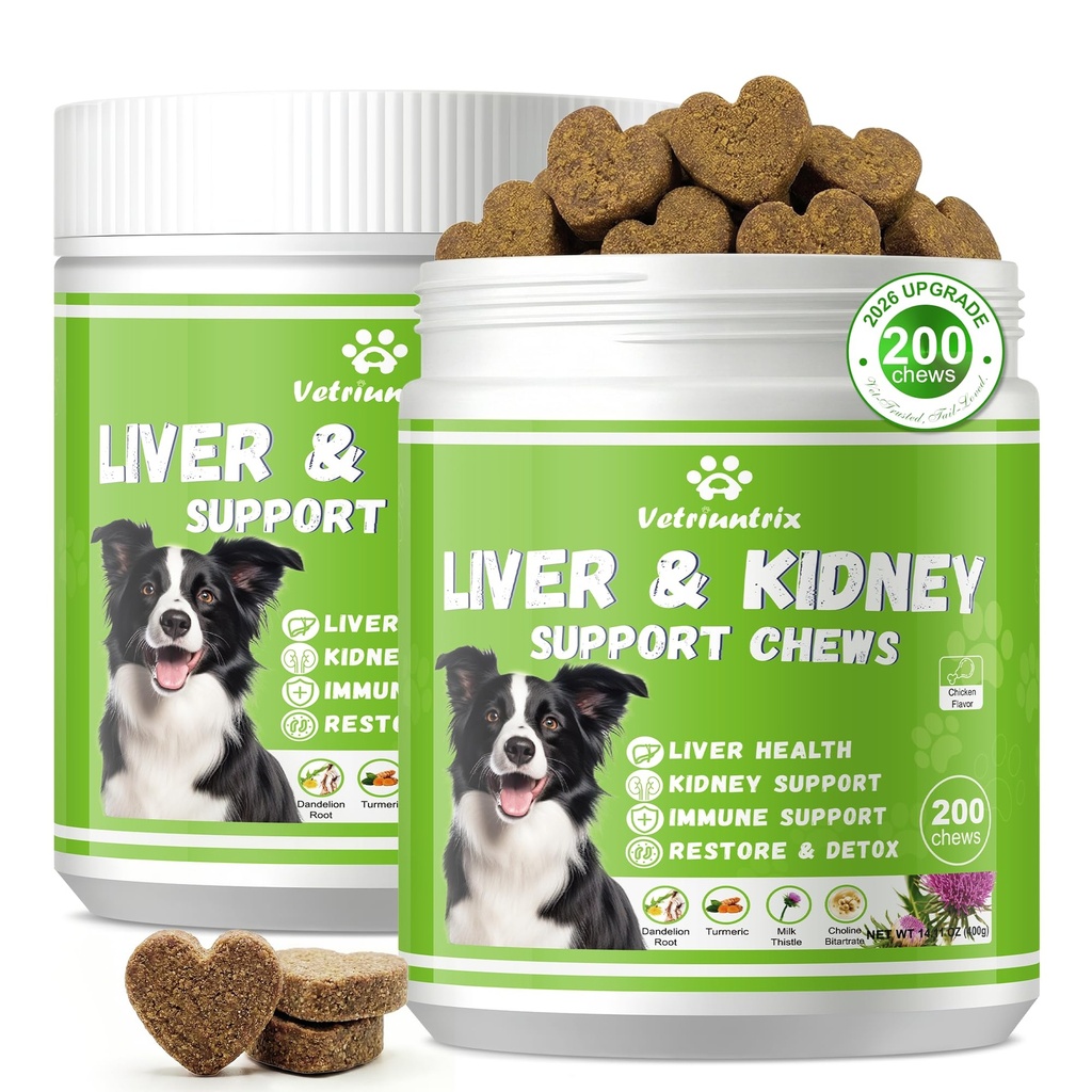Liver Support for Dogs, Milk Thistle for Dogs - Detox, Metabolic, Dog Multivitamin Supplement for Liver and Kidney Support & Immune Health, 400 Soft Chews