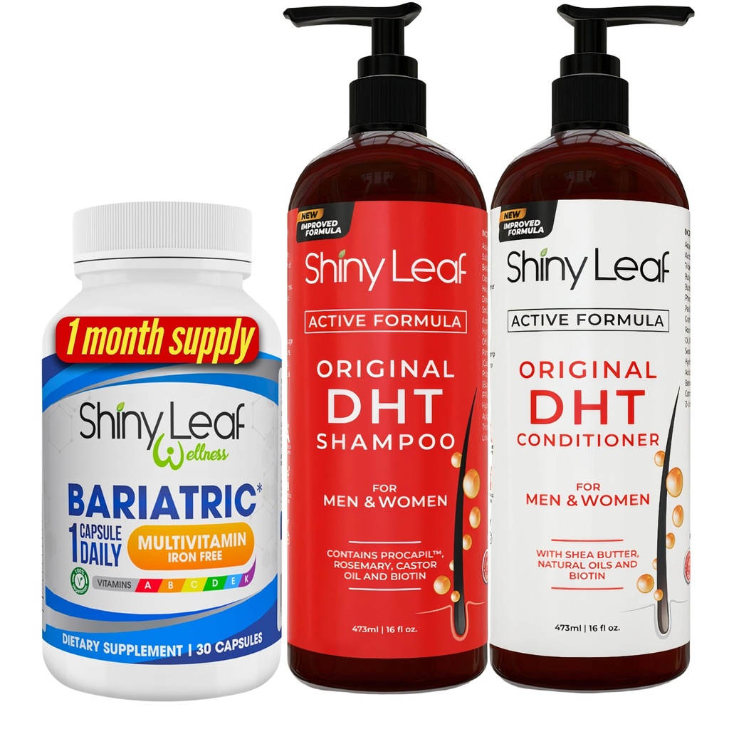 Bariatric Multivitamin Iron-Free and DHT Blocker Shampoo and Conditioner, Hair Loss Shampoo and Conditioner for Women and Men