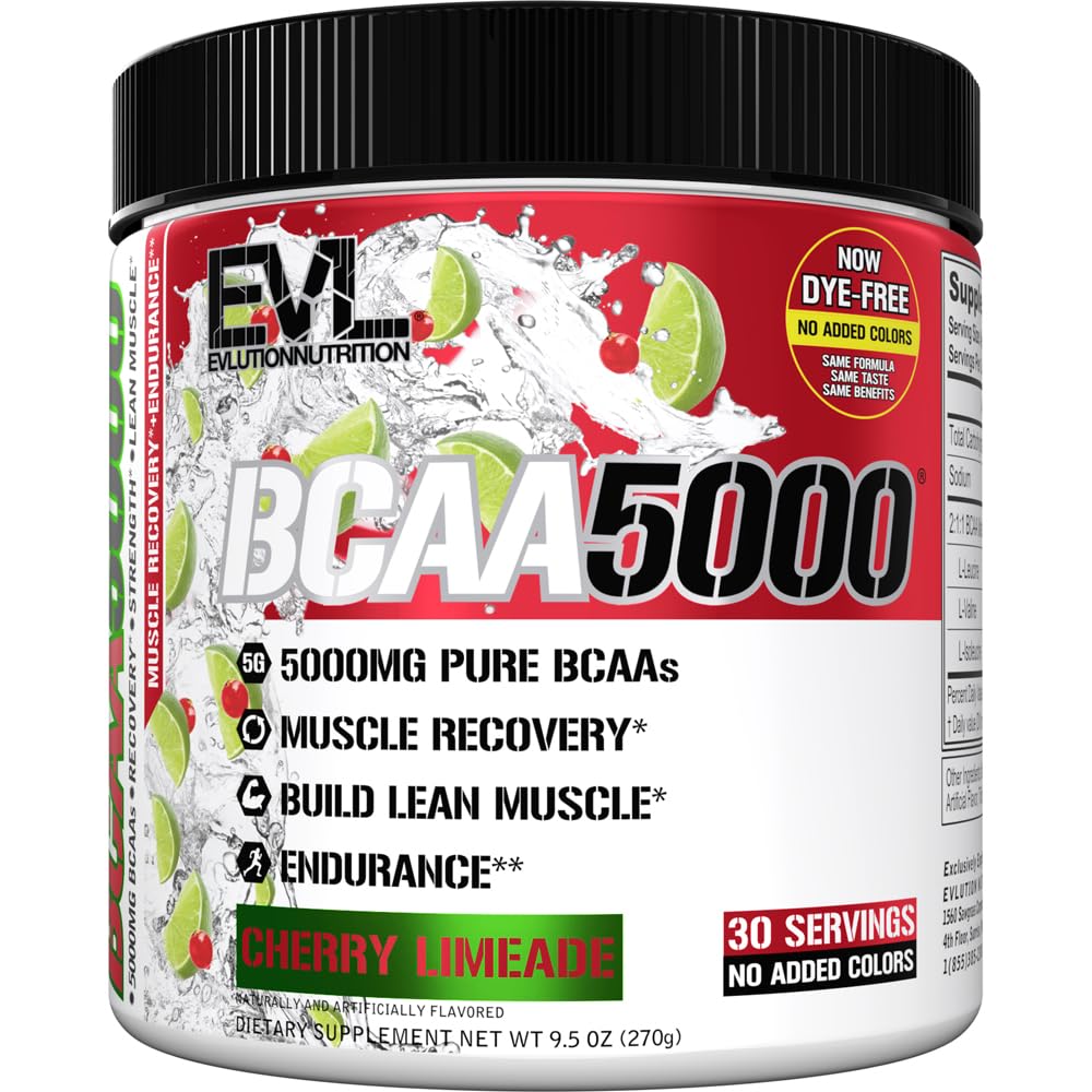 Evlution Nutrition BCAA5000 Powder with 5 Grams of Premium BCAAs - 30 Servings (Cherry Limeade)